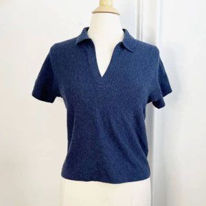 Everlane, The Cotton-Merino Polo, Blue, S